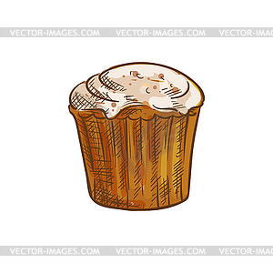 Cupcake pastry dough food sketch - vector image