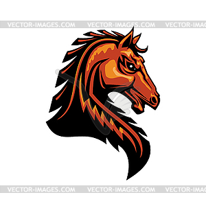 Mustang horse head isolate equestrian sport mascot - vector image