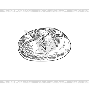 Round rye loaf, baked pastry food  - vector clip art