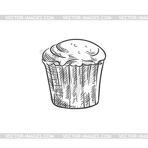 Cupcake pastry dough food sketch - vector image