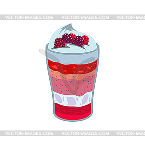Panna cotta layer dessert raspberry yogurt mousse - vector image