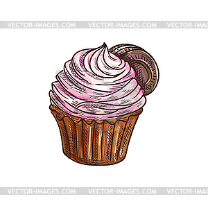 Muffin cupcake and chocolate biscuit food - vector clipart