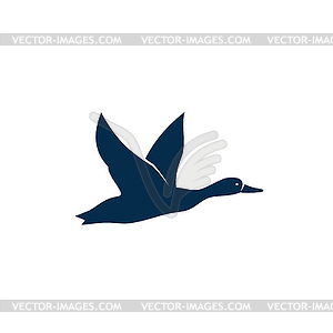 Flying duck bird fowl, wild geese poultry - vector clipart
