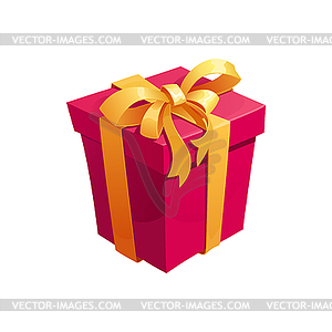 Подарочная икона подарочной упаковки с бантиком из ленты - иллюстрация в векторном формате