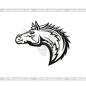 Horse head monochrome symbol, equestrian mascot - vector clipart / vector image