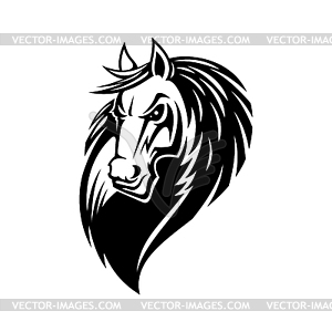 Horse or mustang animal icon. Tattoo and mascot - white & black vector clipart