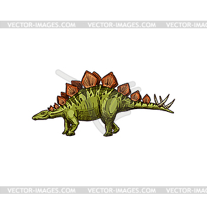 Зеленый стегозавр, вымерший динозавр - векторное изображение