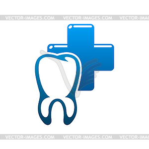 Dental clinic, tooth and dentist icon - royalty-free vector clipart
