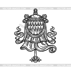 Dhavaja flag, Buddhism religion symbol sketch - vector image