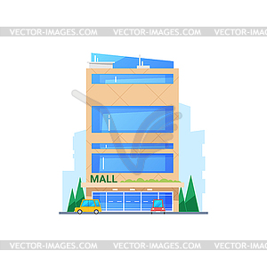 Building with glass facade, construction - vector clip art