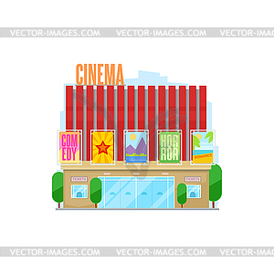Cinema urban building, movie theater facade icon - vector clip art