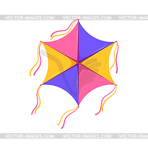 Flying kite, entertainment and active pastime - vector image