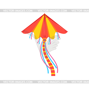Flying kite, entertainment and active pastime - vector clip art