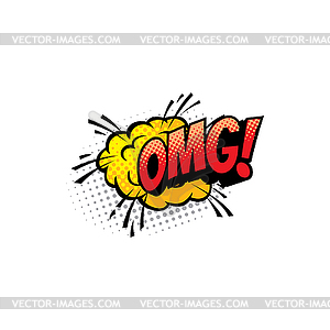 Omg cartoon comic book sound, pop cloud blast - vector clip art