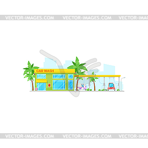 Facade of auto carwash building exterior - vector image