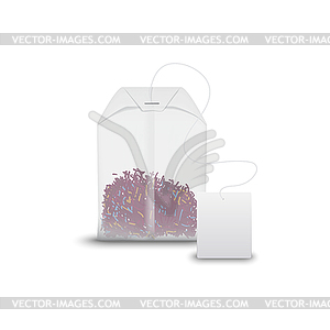 Teabag of rectangle shape with floral or fruit tea - vector image