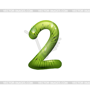 Two of kiwi fruit and water second numeric - vector clip art