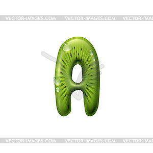 Letter ABC sign of kiwi fruit and drops - vector clip art