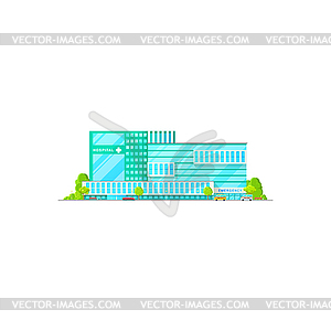 Emergency ambulance building medic center - vector image