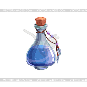 Halloween witch potion, blue liquid in jar - vector image