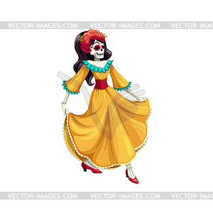 Mexican woman dancer on holiday at Day of Dead - vector image