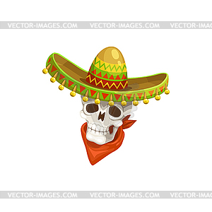 Skull in sombrero hat calavera head - vector clip art