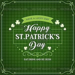 Happy Patricks day green shamrock pattern - vector clipart