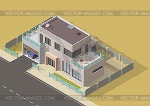 Bungalow, villa or mansion isometric building - vector image