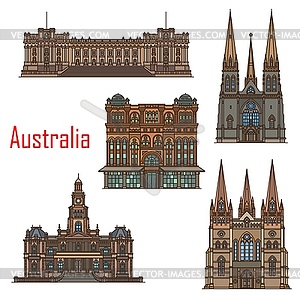 Australia cathedral buildings, Sydney architecture - vector image