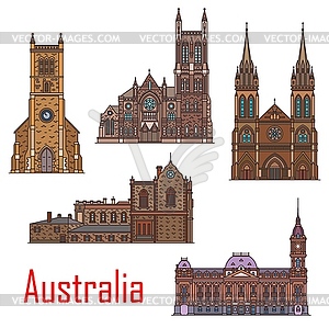 Australia buildings, city architecture landmarks - vector image