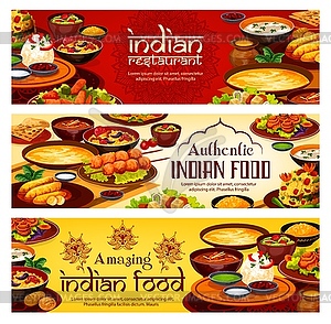 Indian food menu, authentic India restaurant dish - vector clip art