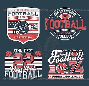 Soccer club, football league retro t-shirt prints - vector image