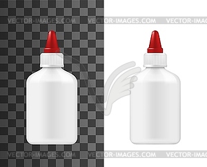 Super glue white plastic bottle, package mockup - vector clipart