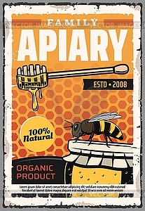 Family apiary, organic honey food production - vector clip art