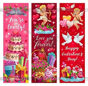 Declarations of love, happy Valentines day cards - vector image