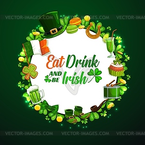 St. Patricks day holiday frame on green - vector clip art