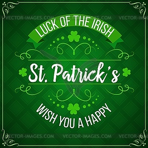 Patricks Day green shamrock, clover. Irish holiday - vector clipart