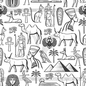 Египет путешествие и религия бесшовные модели - клипарт в векторе / векторное изображение