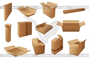 Delivery packages, boxes, parcels and packs - vector clip art