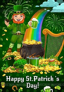 Saint Patricks day. Leprechaun, holiday items - vector clip art