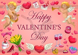 Valentines Day holiday romantic gifts - vector clipart