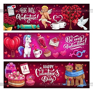 Valentines day banners with quotes - vector image