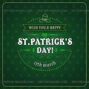 Patricks day greetings in frame, Irish holiday - vector clip art