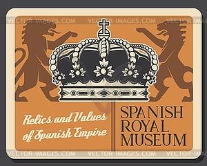 Museum of Spain, crown standing lions - vector clip art