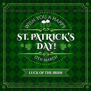Patricks Day, shamrock clover leaf background - vector image