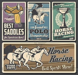 Polo and horse racing, equestrian sport - vector clip art
