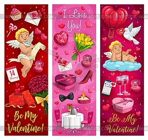 День Святого Валентина романтическая любовь баннеры - векторное изображение