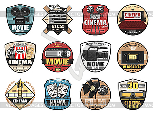 Cinema, movie and film icons - vector clip art