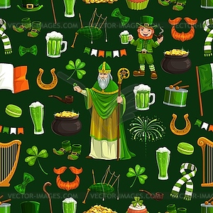 Patricks day seamless pattern, holiday - vector clipart