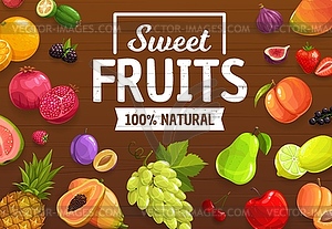 Berries and fruits, farm market harvest - vector clipart